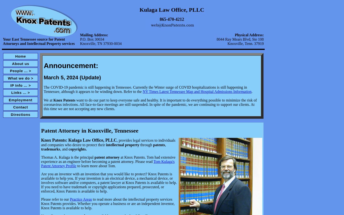 Knox Patents: Kulaga Law Office PLLC · HOMEPAGE_SCREENSHOT