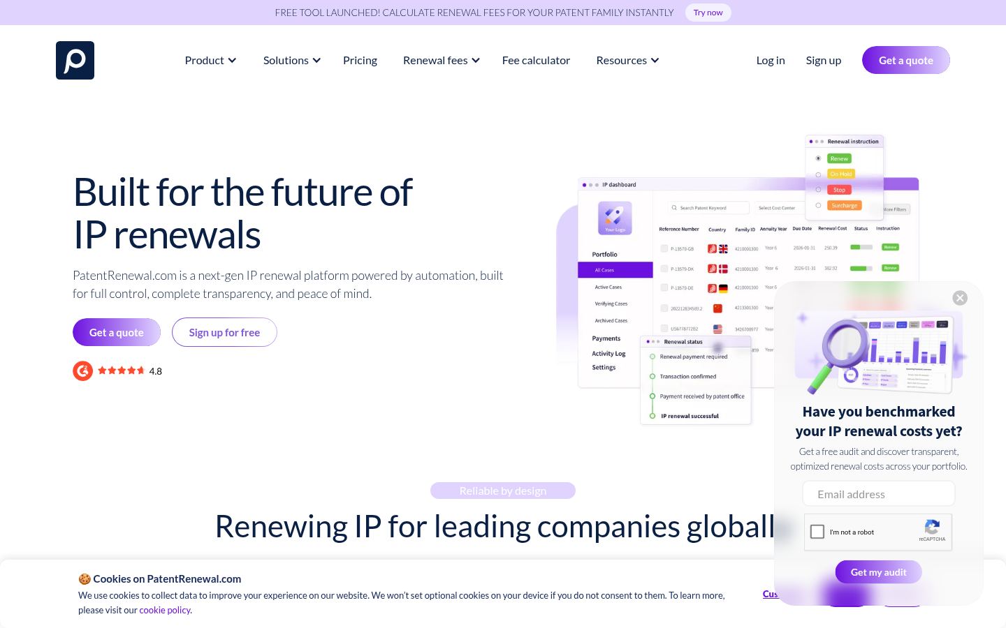 PatentRenewal.com &middot; HOMEPAGE_SCREENSHOT