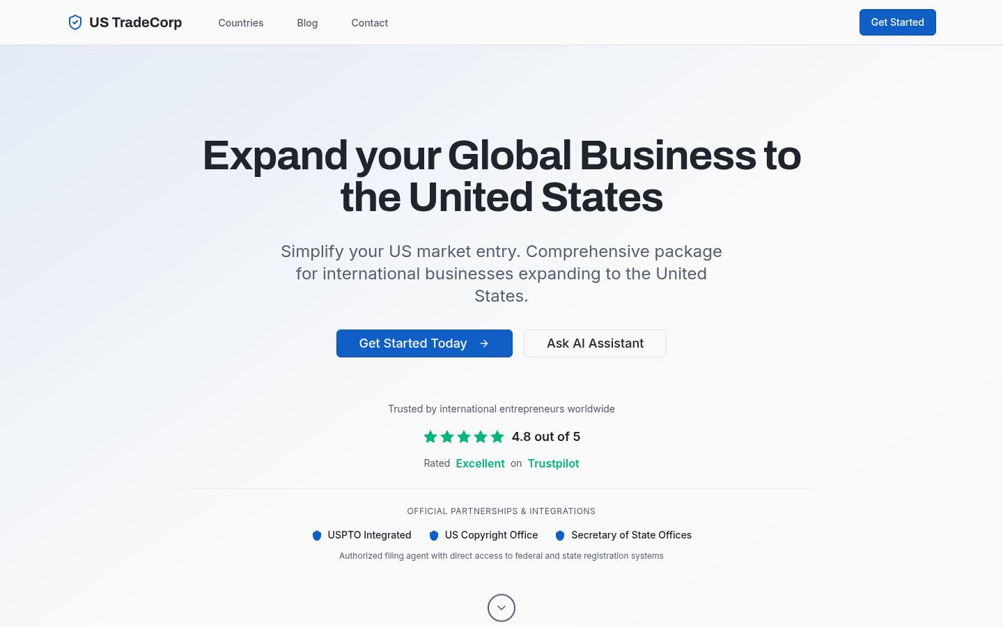 US TradeCorp &middot; HOMEPAGE_SCREENSHOT
