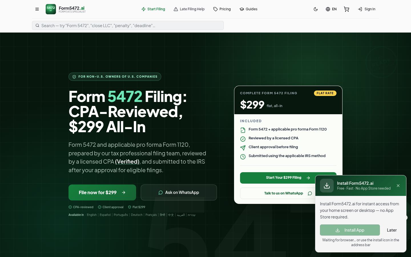 form5472.ai &middot; HOMEPAGE_SCREENSHOT