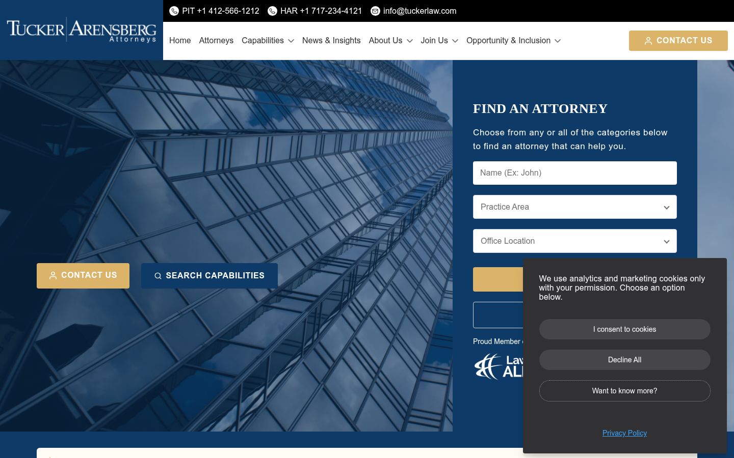 Tucker Arensberg PC &middot; HOMEPAGE_SCREENSHOT
