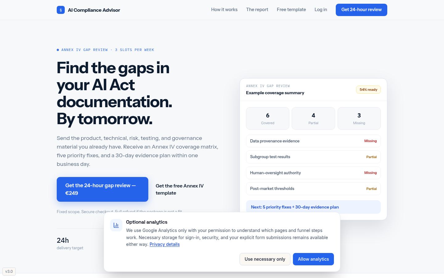 AI Compliance Advisor &middot; HOMEPAGE_SCREENSHOT