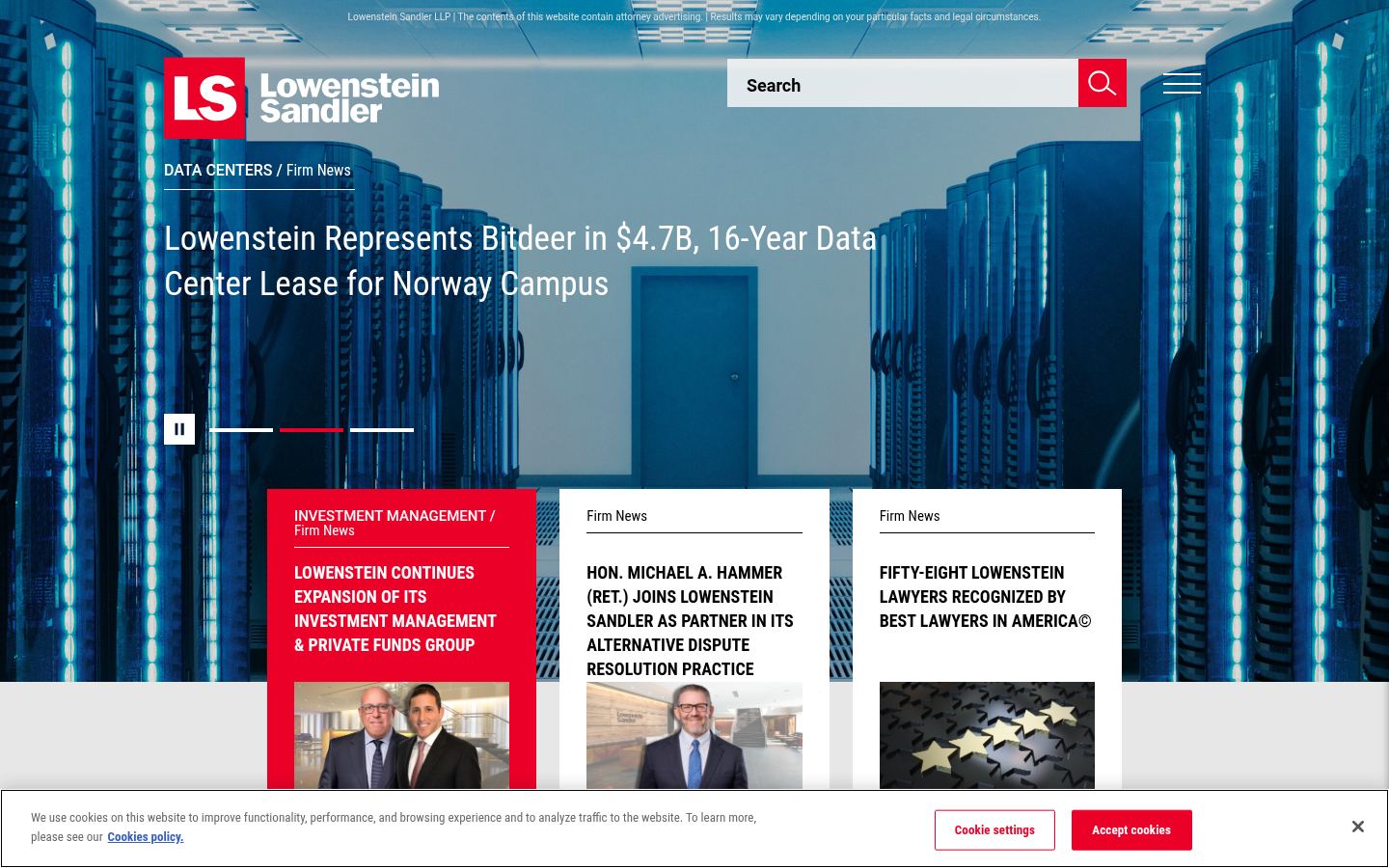 Lowenstein Sandler LLP &middot; HOMEPAGE_SCREENSHOT