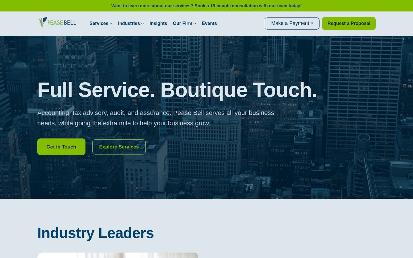 Pease Bell &middot; HOMEPAGE_SCREENSHOT