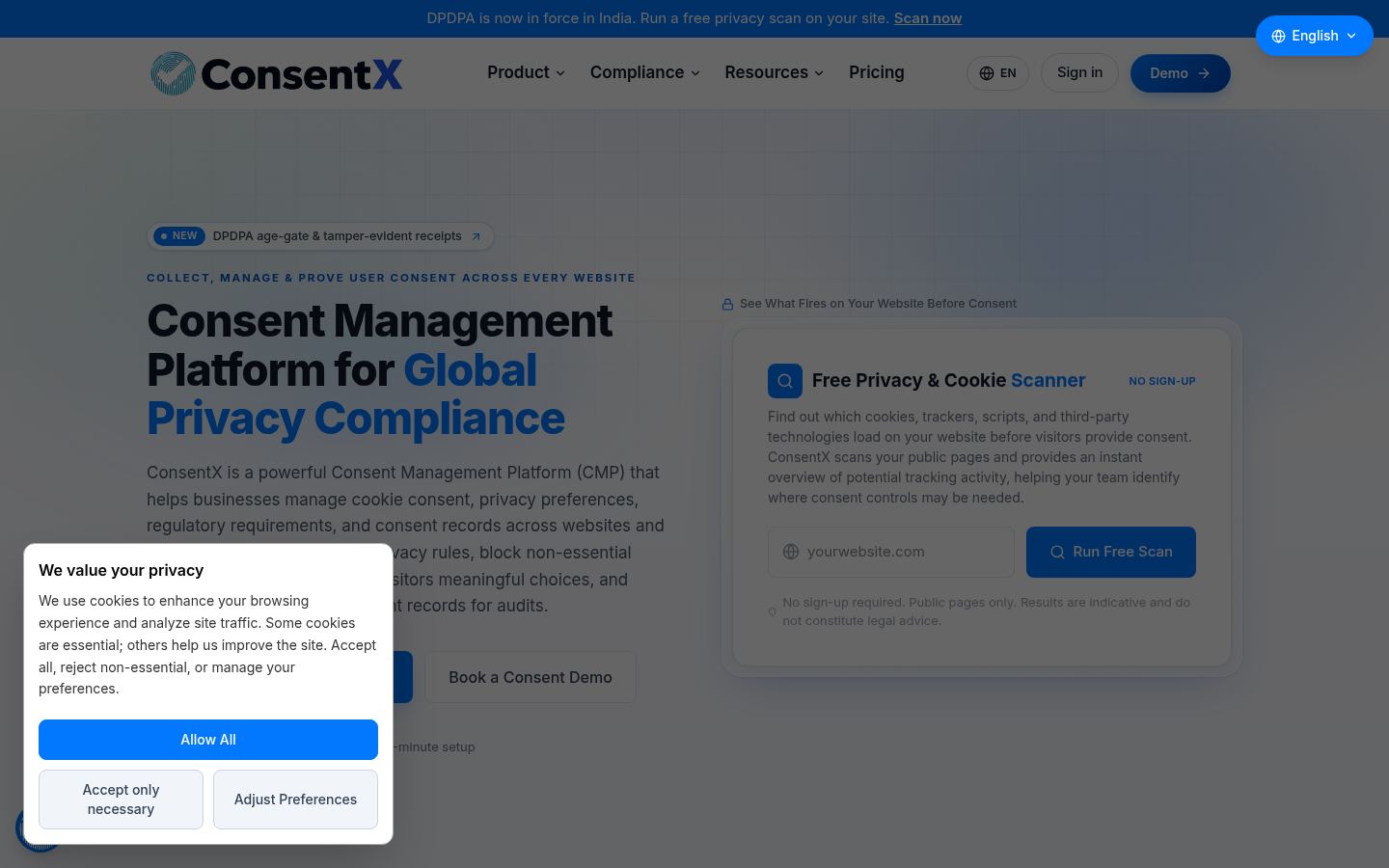 ConsentX &middot; HOMEPAGE_SCREENSHOT
